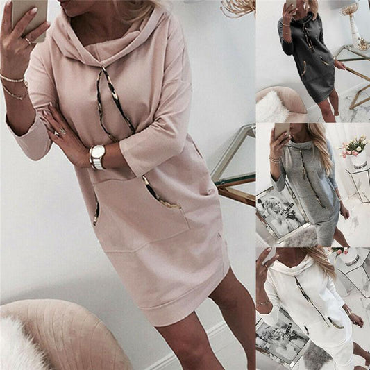 Hooded Loose Women's Sweater Dress