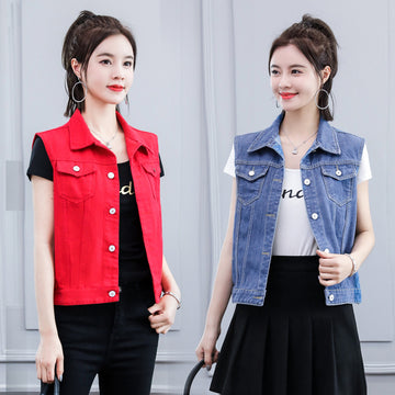 Spring And Autumn New Denim Coat Women's Large Vest