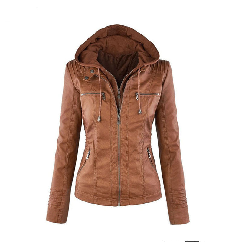Faux Twinset Pocket Woman Hooded Jacket with Removable Hat on(Extra large code)