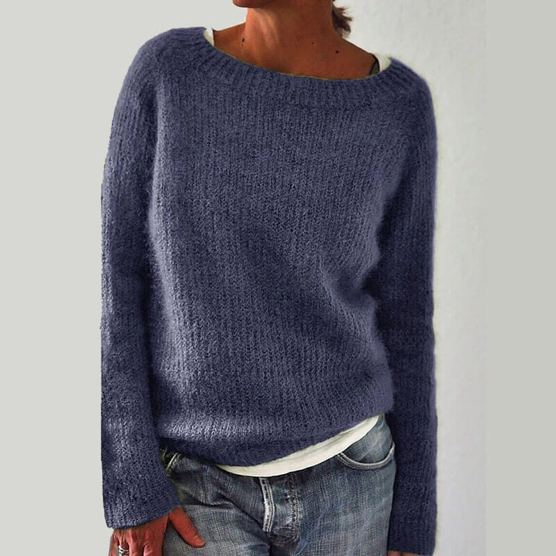 Simple Scoop Neck Soild Sweater