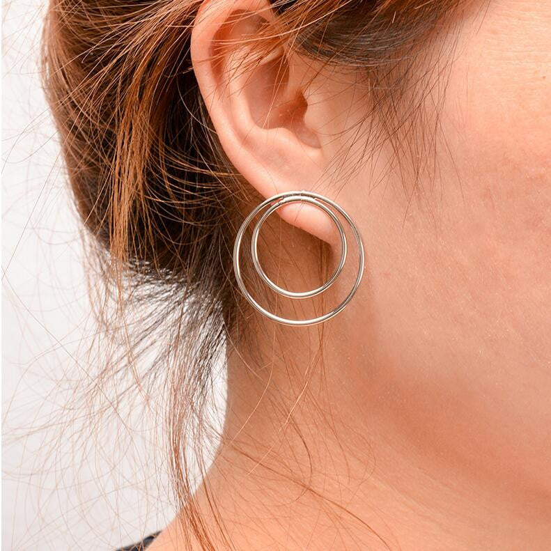 Personality Contracted Big Small Ring Earrings