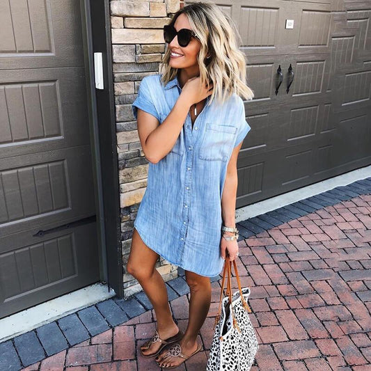 Blue Denim Shirt Dress