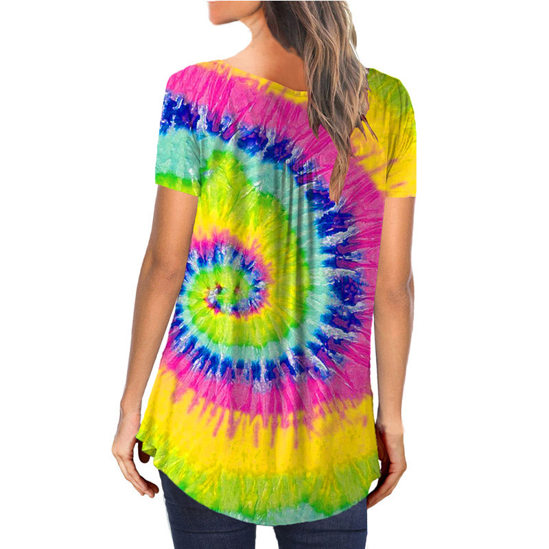 Casual Tie Dye Short Sleeve Loose T-shirts