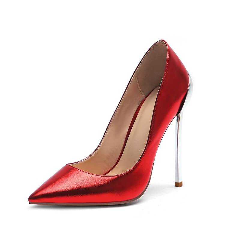 Patent Leather Bright Color Pointed Toe Stiletto Heel Pumps