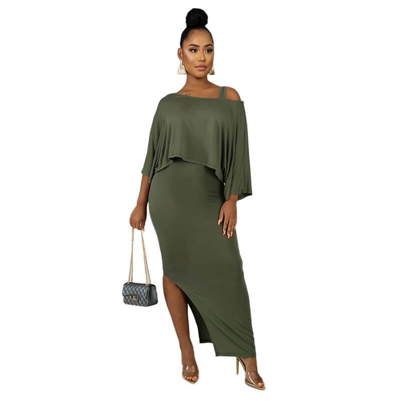 One Shoulder T-shirts High Waist MAXI Skirt Set