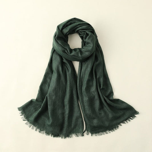 Beach Long Solid Color Cotton And Linen Scarf