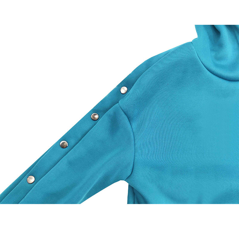 Pullover Plain Button Long Hoodies