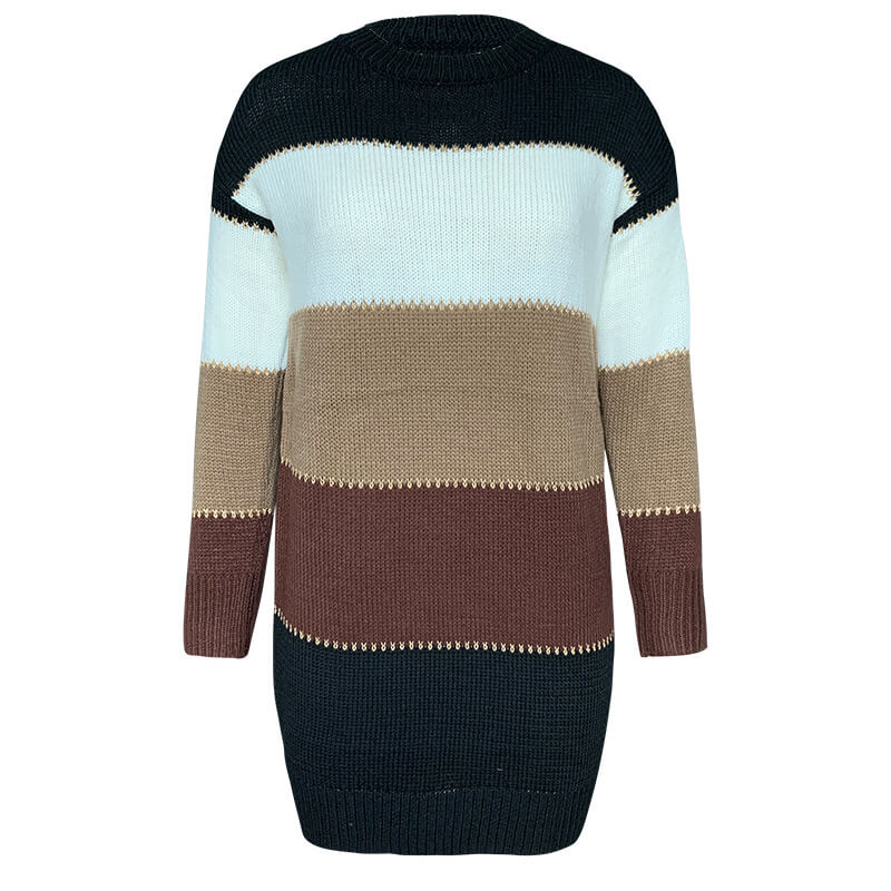 Knitted Colorblock Sweater Dress