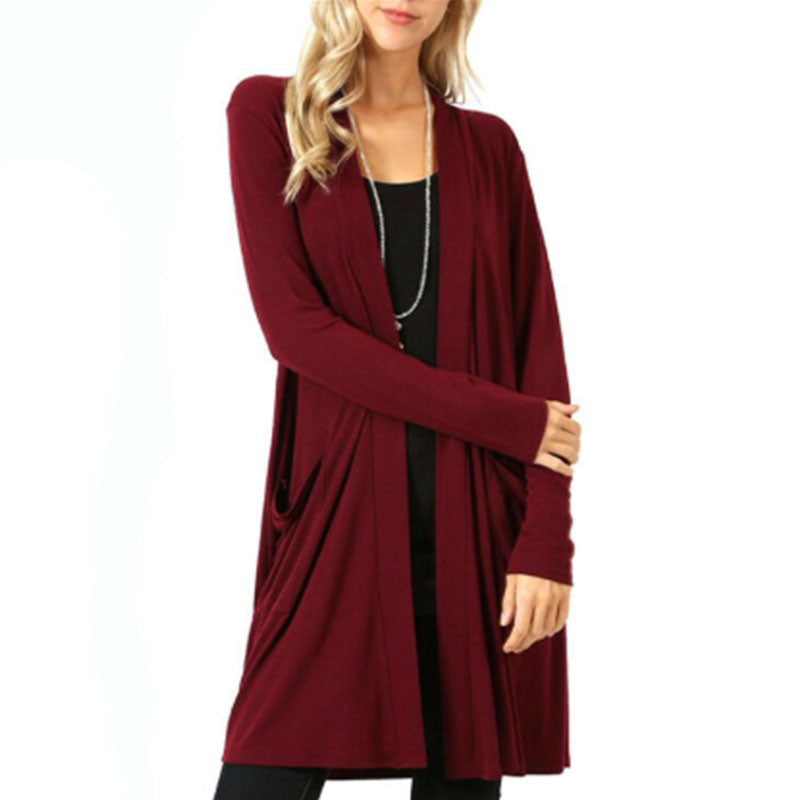 Slim Open Front Long Cardigan