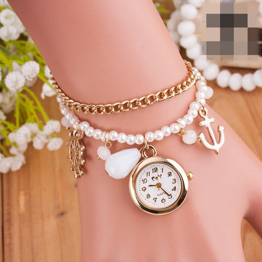 Golden Helmsman Pearl Bracelet Watch