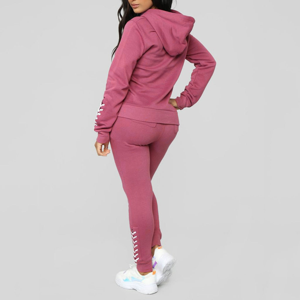 2 Piece Set Women Hoodies Sweatershirts Sports Set Warm Pullover Clothes Ladies Solid Tracksuit Women Set Top Pants Suit