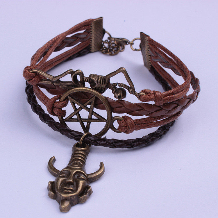 Indian Skull Avatar Rope Woven Bracelet