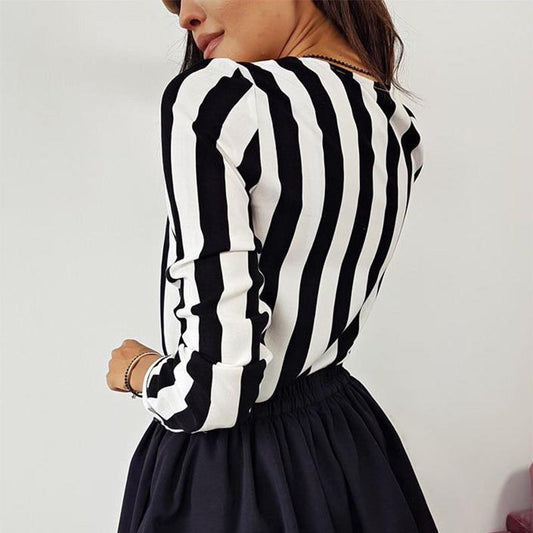 Women Casual Striped Top Shirts Blouses Female Loose Autumn Fall Casual Ladies Office Blouses Top