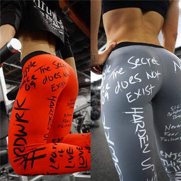 Sports High Waist Letter Print Skinny Leggings Pants