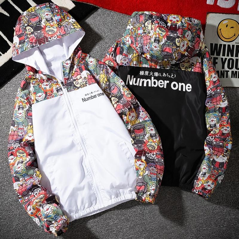 Women Jackets Winbreaker Female Casual Hoodies Jackets Printed Clothes Woman's Hooded Windbreaker Female Outwear Streetwear