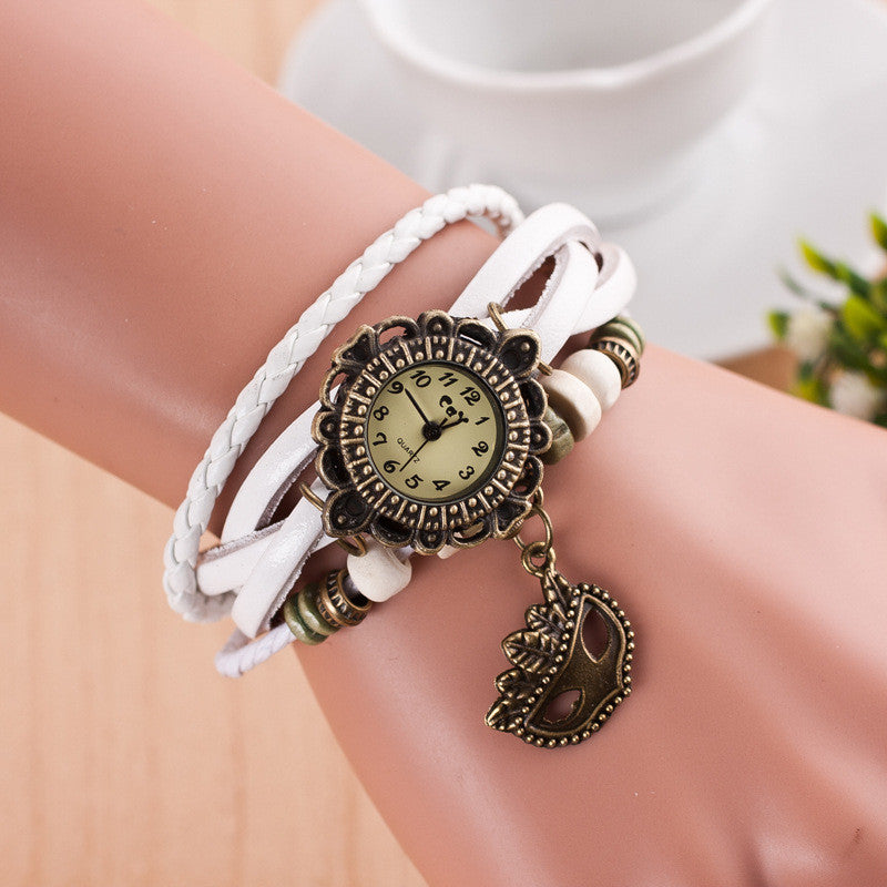 Retro Mask Handmade Woven Bracelet Watch