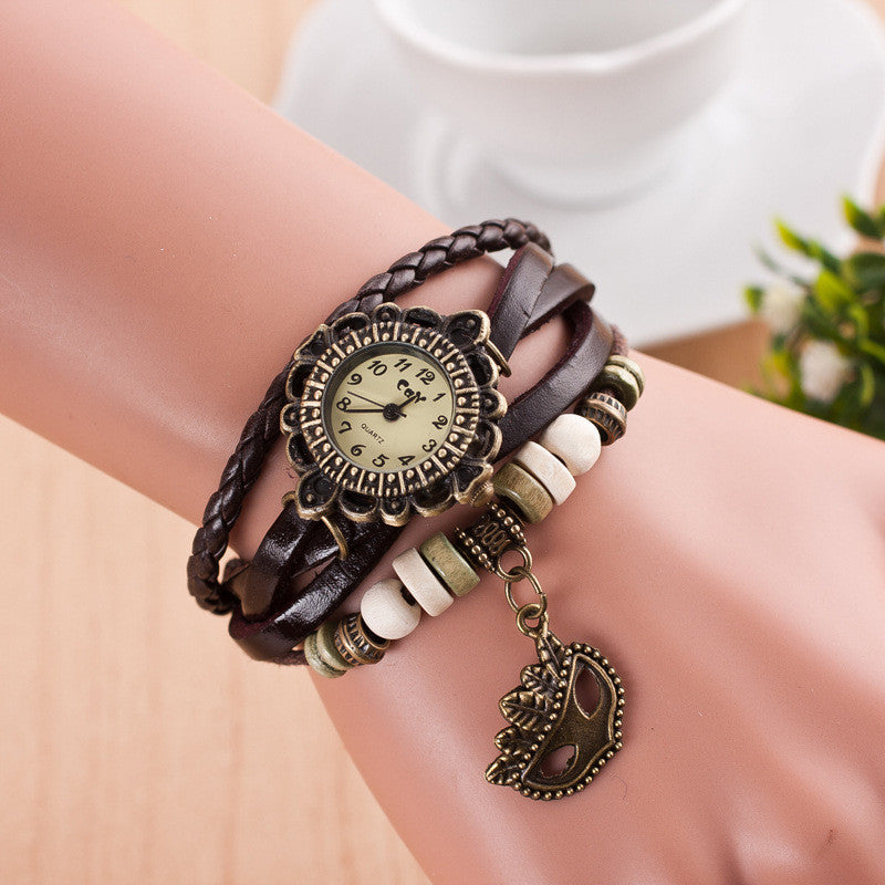 Retro Mask Handmade Woven Bracelet Watch