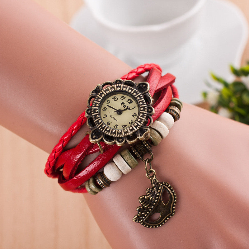 Retro Mask Handmade Woven Bracelet Watch