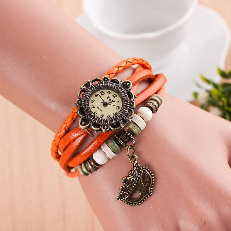 Retro Mask Handmade Woven Bracelet Watch