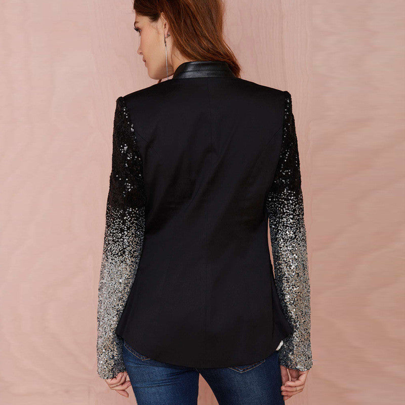 Gradually Changing Color Sequin Slim OL Women Blazer Coat - Meet Yours Fashion - 6