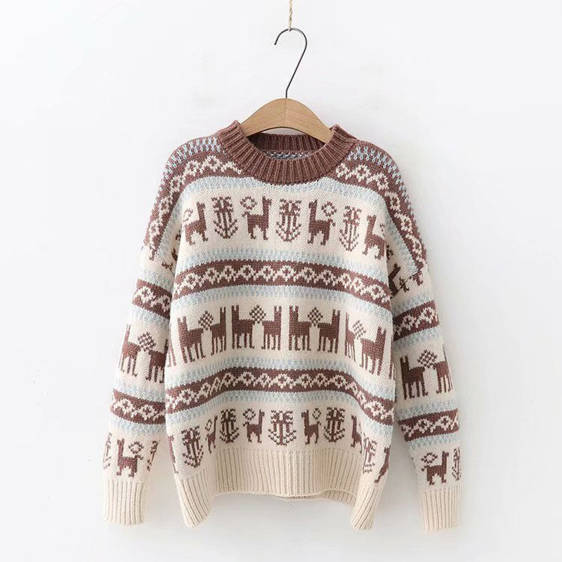 Slouchy Crewneck Knit Christmas Sweater