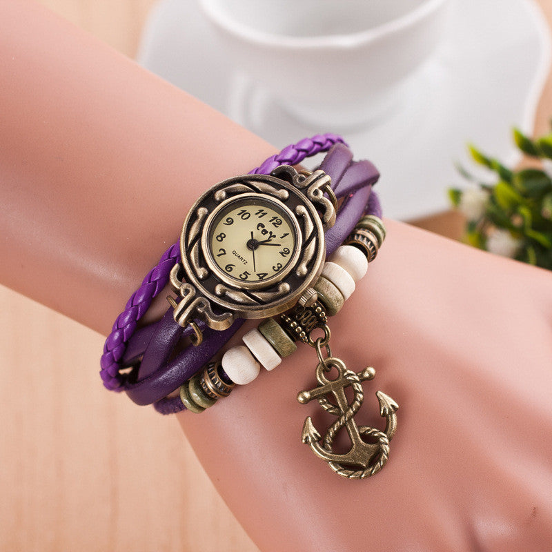 Retro Anchor Pattern Punk Watch