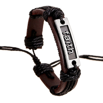 Retro Faith Leather Bracelet