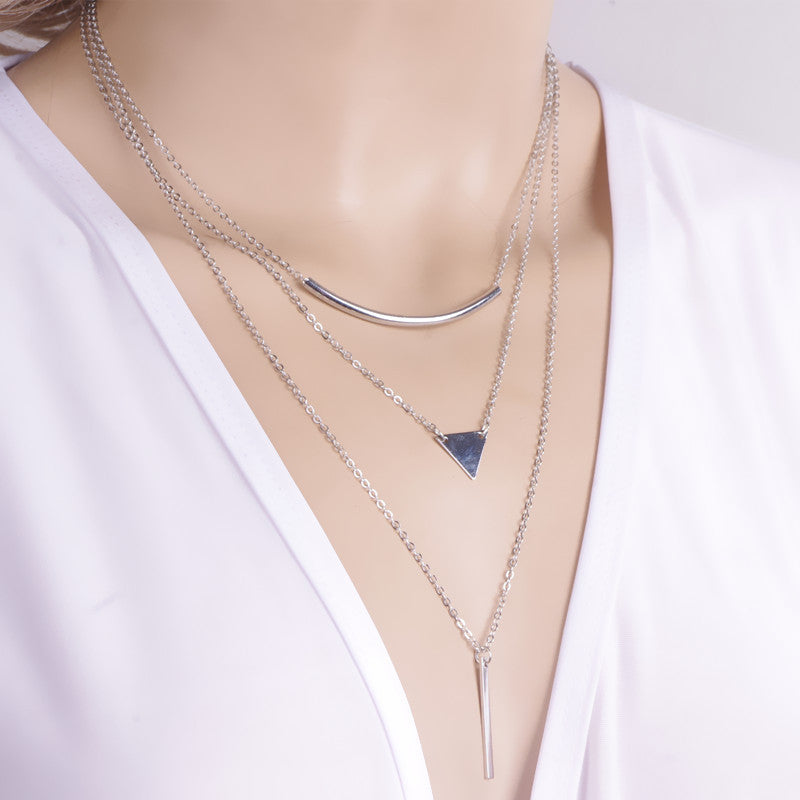 Classic Triangle Sequins Multilayer Necklace