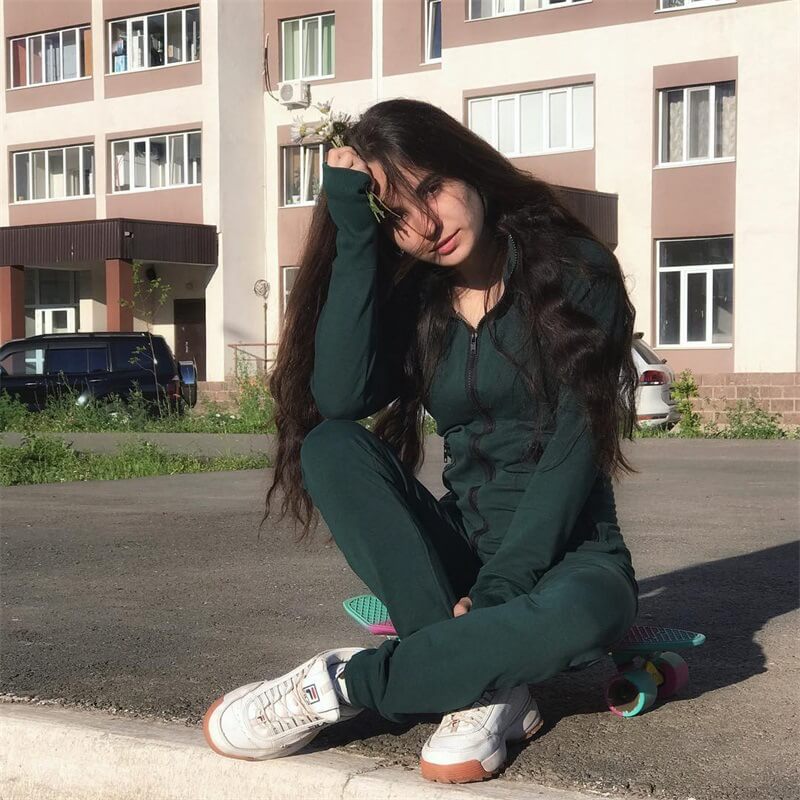 Long Sleeves Green Casual High Neck Jumpsuit