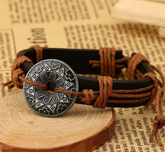 Alloy Flower Decorate Woven Bracelet