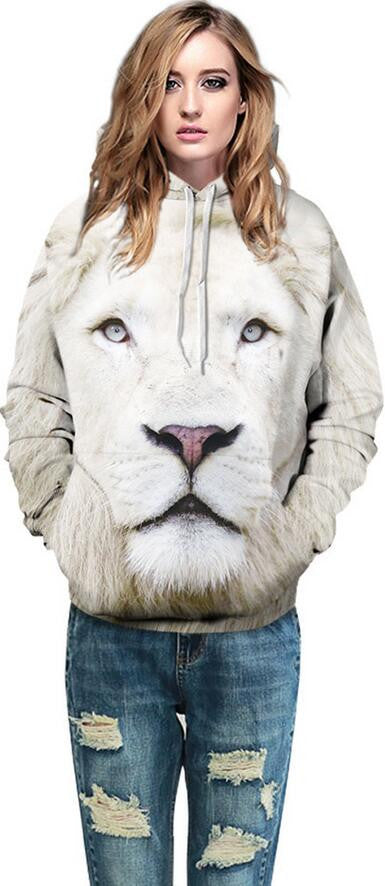 White Lion 3D Digital Printing Couple Hoodie