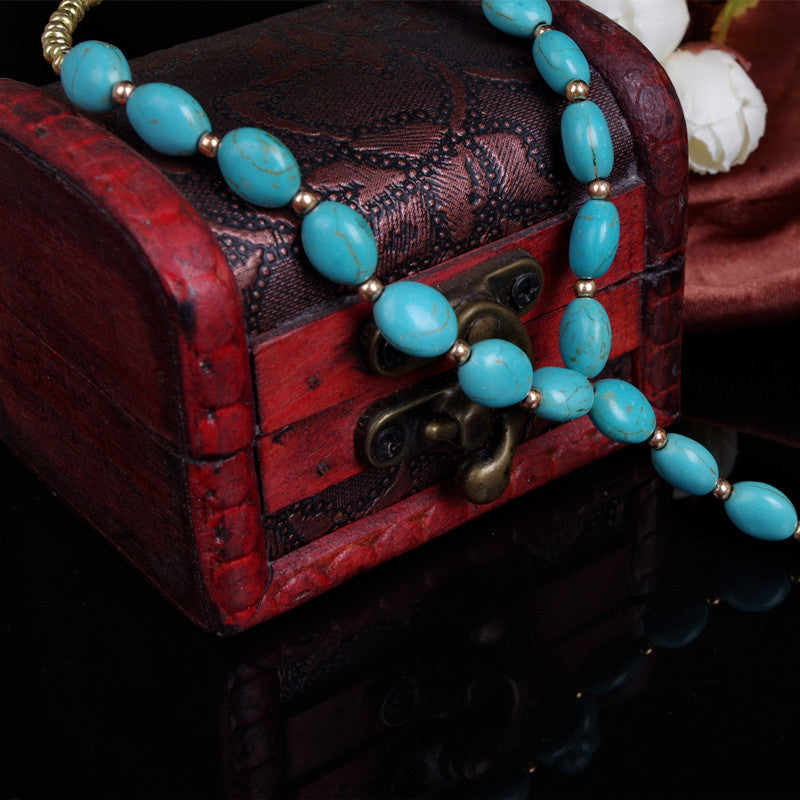 Blue Tophus Beads Single Anklet