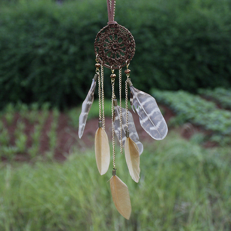 Dreamcatcher Hand-Woven Feather Necklace Sweater Chain