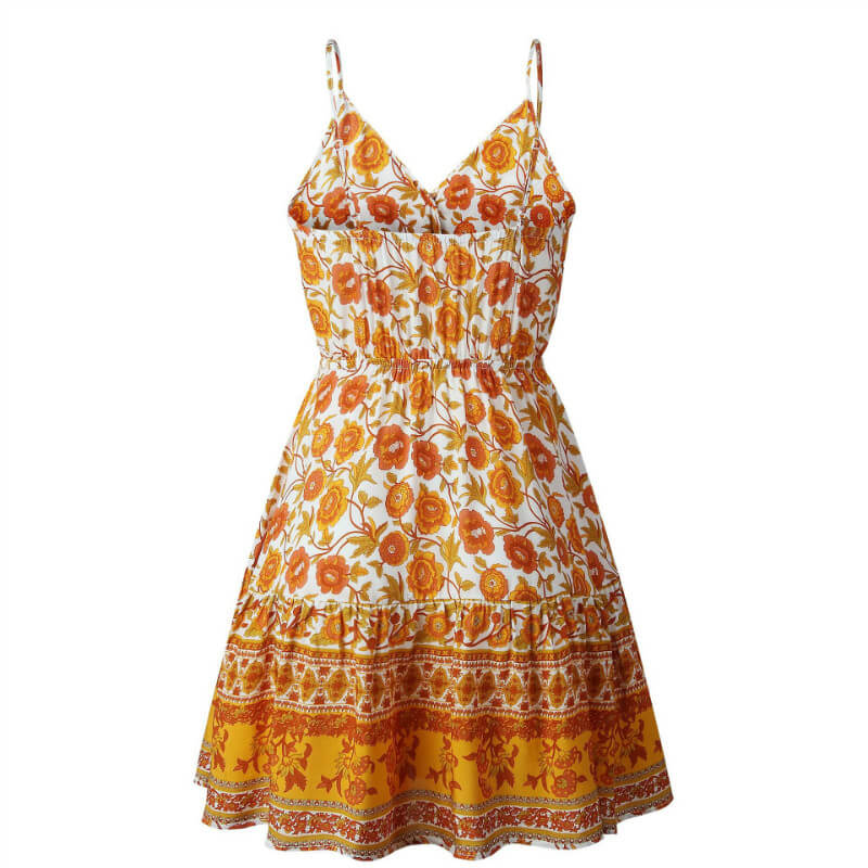 Empire Waist Floral Short Beach Dress