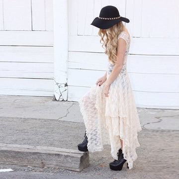 Luxurious Lace Ruched Irregular Long Prom Party Dress - MeetYoursFashion - 1