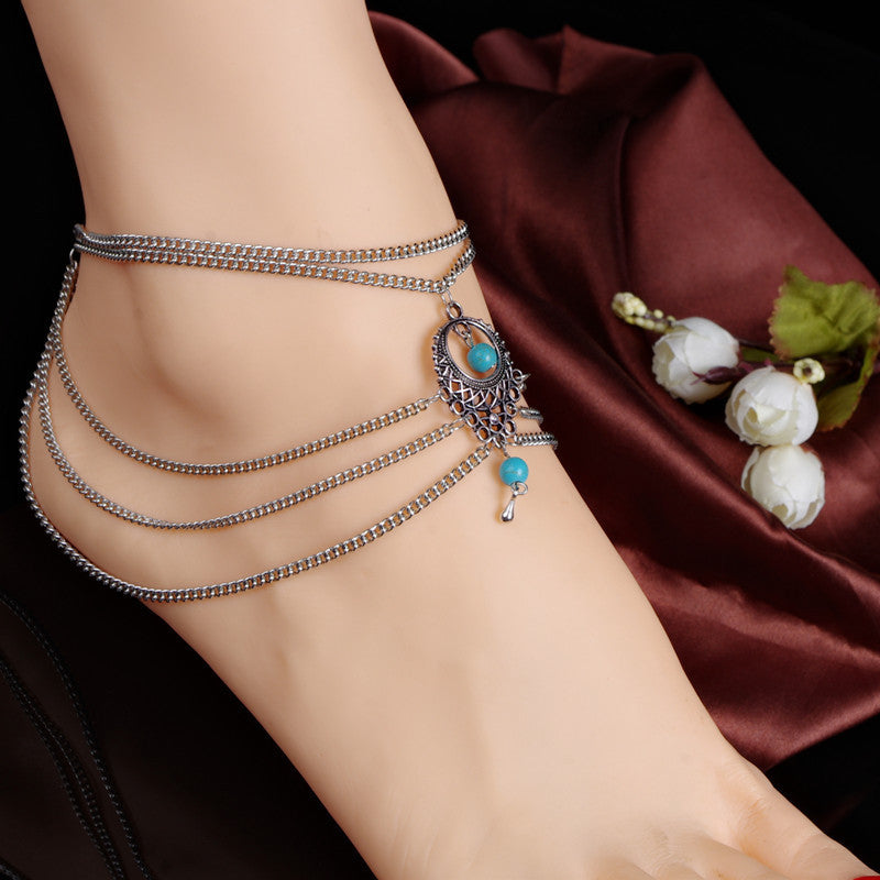 National Style Hollow Out Droplets Anklet