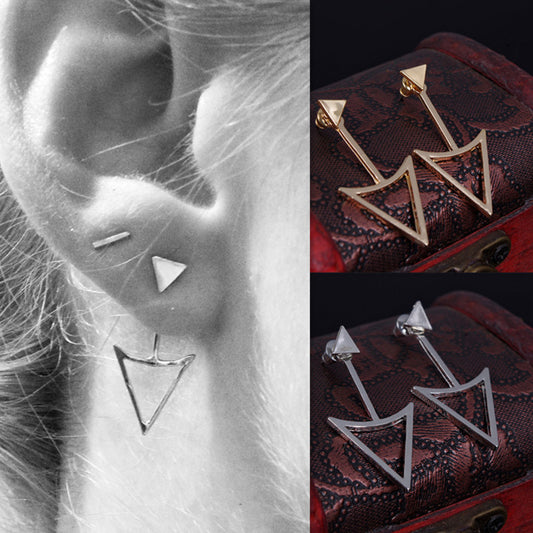 Geometric Triangle Metal Stud Earrings