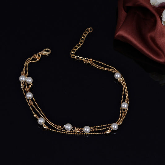 Pearl Copper Beads Single Anklet