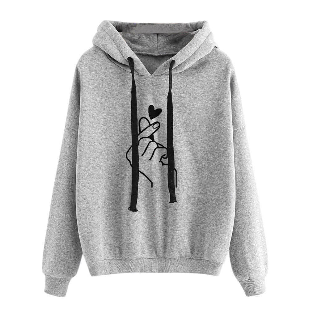 Pullover Drawstring Print Loose Hoodies