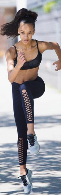 Black Cross Bandage Slim Casual Sports Yoga Leggings