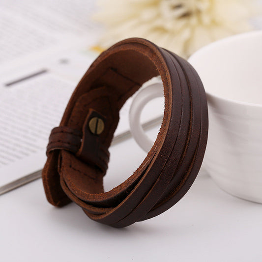 Punk Style Retro Wide Strap Woven Bracelet