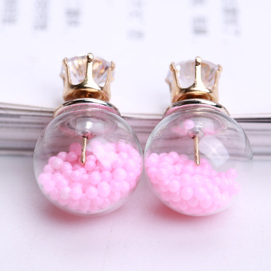 Color Quicksand Zircon Crystal Ball Earring