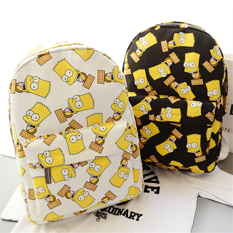 Cute Cartoon Simpson Print Canvas School Backpack Bag - Meet Yours Fashion - 1