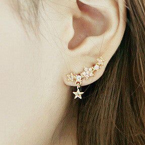 Shining Crystal Little Stars Allergy Earring