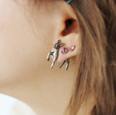 3D Elk Punk Style Throgh Single Earrings