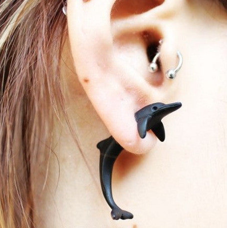 3D Lovely Dolphins Through Single Earring