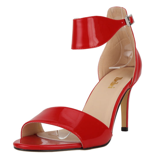 Strappy Open Toe Patent Leather Stiletto Sandals