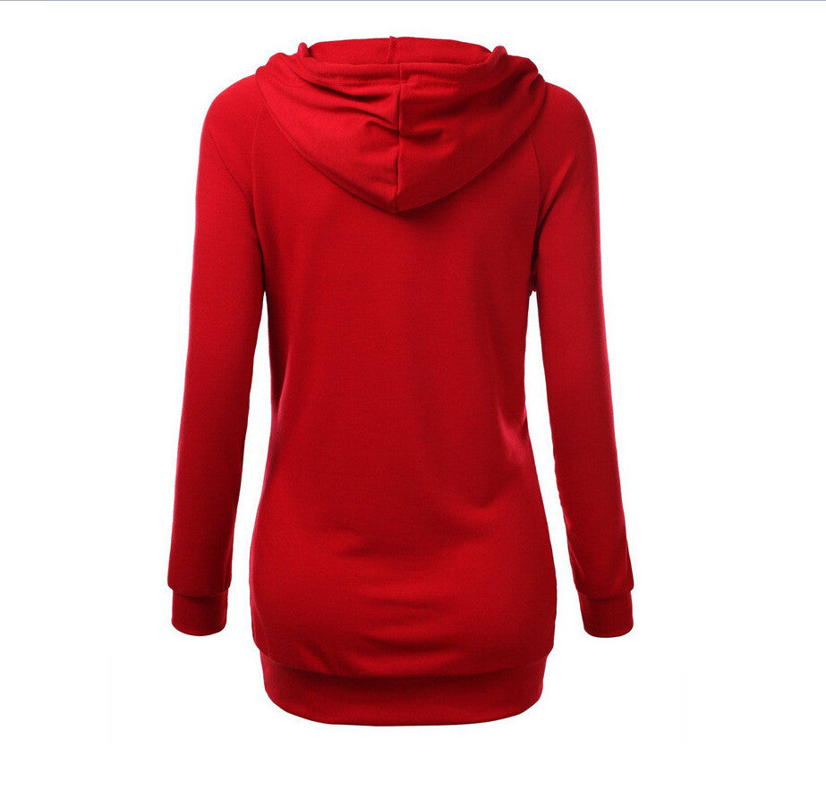 Solid Color Hooded Long Sleeve Pullover Slim Hoodie