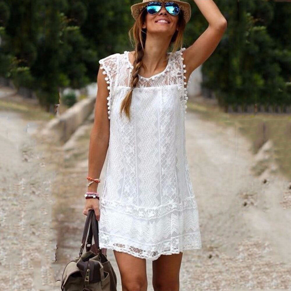 Lace Ruffled Elegant Lovely Sleeveless Short Dress - Meet Yours Fashion - 1