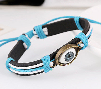 Retro Style Alloy Eyes Leather Bracelet